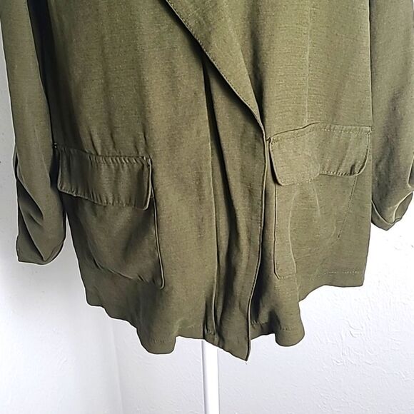 Nine West Army Green Utility Jacket with Pockets & Fold-over Collar, Size Medium - Picture 6 of 12